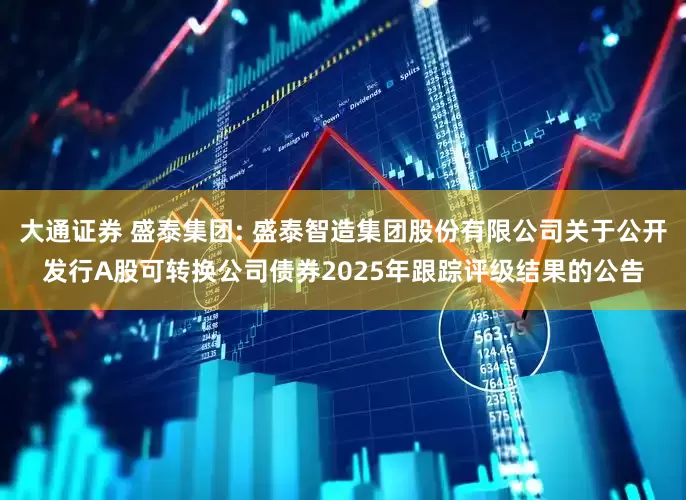 大通证券 盛泰集团: 盛泰智造集团股份有限公司关于公开发行A股可转换公司债券2025年跟踪评级结果的公告